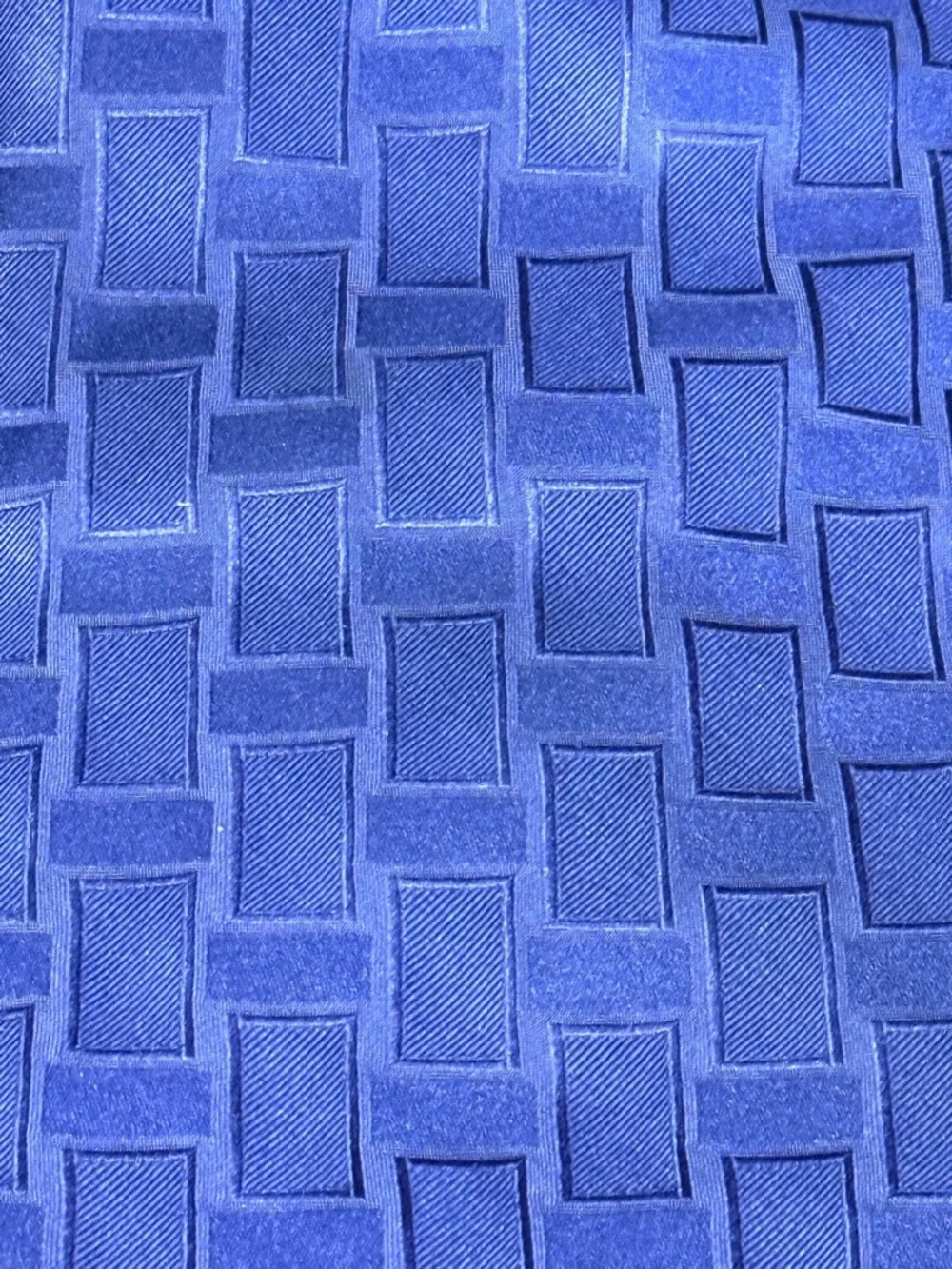Lanvin Silk Necktie Navy Tone-on-Tone Jacquard Basketweave Geometric 3.75